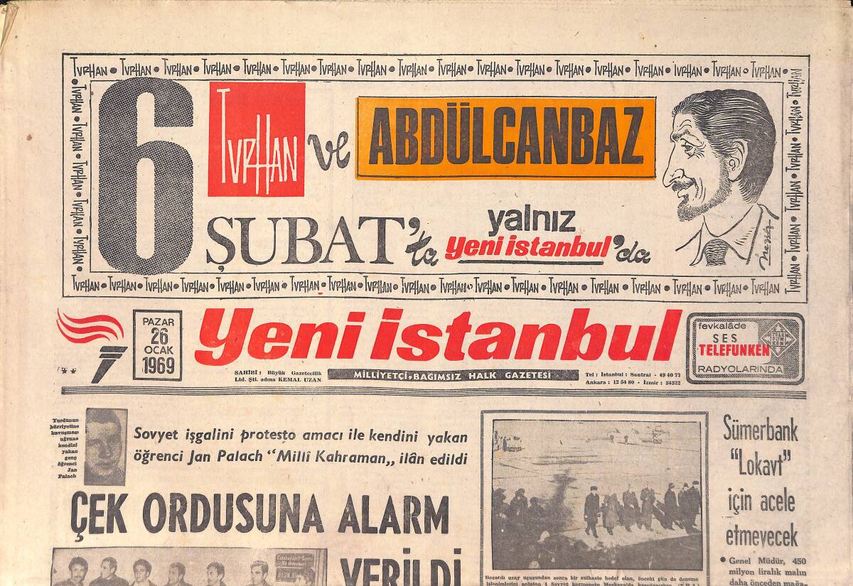 Yeni İstanbul Gazetesi 26 Ocak 1969 - Alain Delon Serbest Bırakıldı - Çek Ordusuna Alarm Verildi GZ157070 - 1