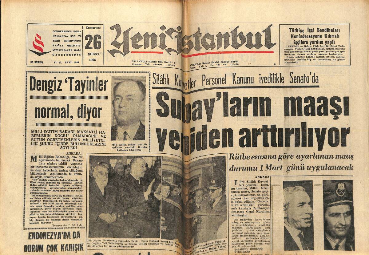 Yeni İstanbul Gazetesi 26 Şubat 1966 - Nükleer Silahlara Sahip Olmayan Ülkeler Endişeli - Kanada Vietnam'a Gönüllü Vermiyor GZ155817 - 1