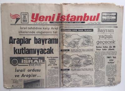 Yeni İstanbul Gazetesi 26 Şubat 1969 -İsrail Tehdidinin Giderek Büyümesine Karşı Araplar Bayram Kutlamayacak GZ6382 - 1