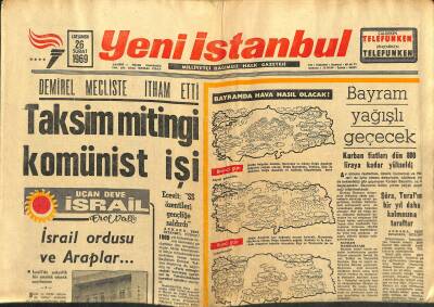 Yeni İstanbul Gazetesi 26 Şubat 1969 - Türk Sahnesinin Büyük Kadını Yıldız Kenter - Arap Ülkeleri Kurban Bayramını Kutlamıyor GZ120917 - 1