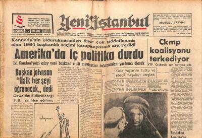 Yeni İstanbul Gazetesi 27 Kasım 1963 - Bayan Kennedy Beyaz Saraydan Ayrılıyor-Amerikada İç Politika Durdu GZ102781 - 1