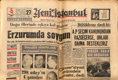 Yeni İstanbul Gazetesi 27 Mayıs 1966 - Senatör Olması Çok Muhtemel Meşhurlar, Tarafsız Ürgüplü-14` lerden Kaplan-Mücahit Topaloğlu-Küçük Vali Gökay GZ57137 - 1