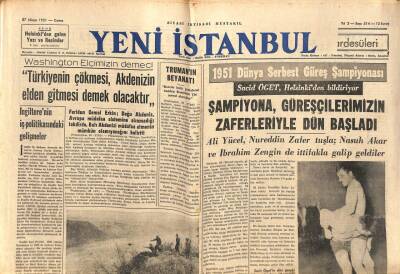 Yeni İstanbul Gazetesi 27 Nisan 1951 - 1951 Dünya Serbest Güreş Şampiyonası GZ105044 - 1