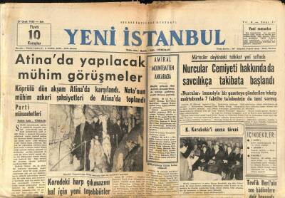 Yeni İstanbul Gazetesi 27 Ocak 1953 - Atinada Yapılacak Mühim Görüşmeler GZ102977 - 1