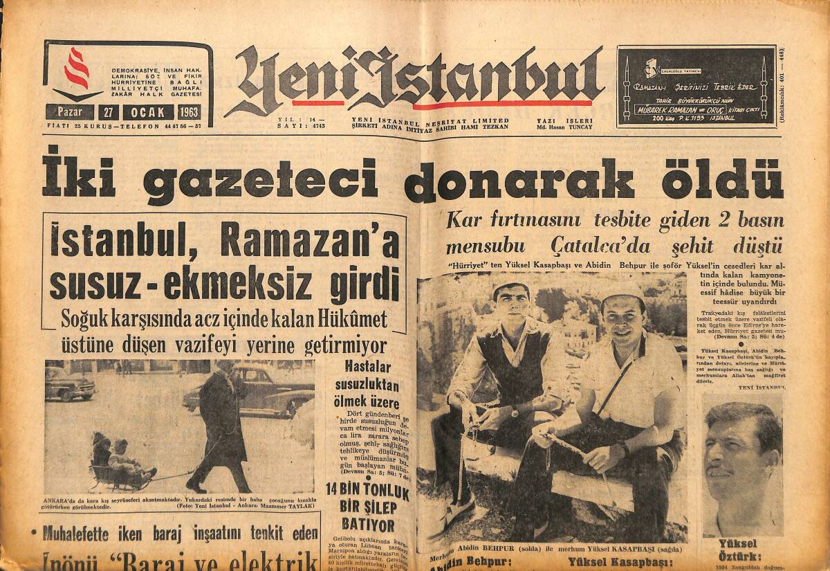 Yeni İstanbul Gazetesi 27 Ocak 1963 - Kıbrıs'ta Bayraktar Camiine Bomba Atanlar Bulunamadı GZ152755 - 1