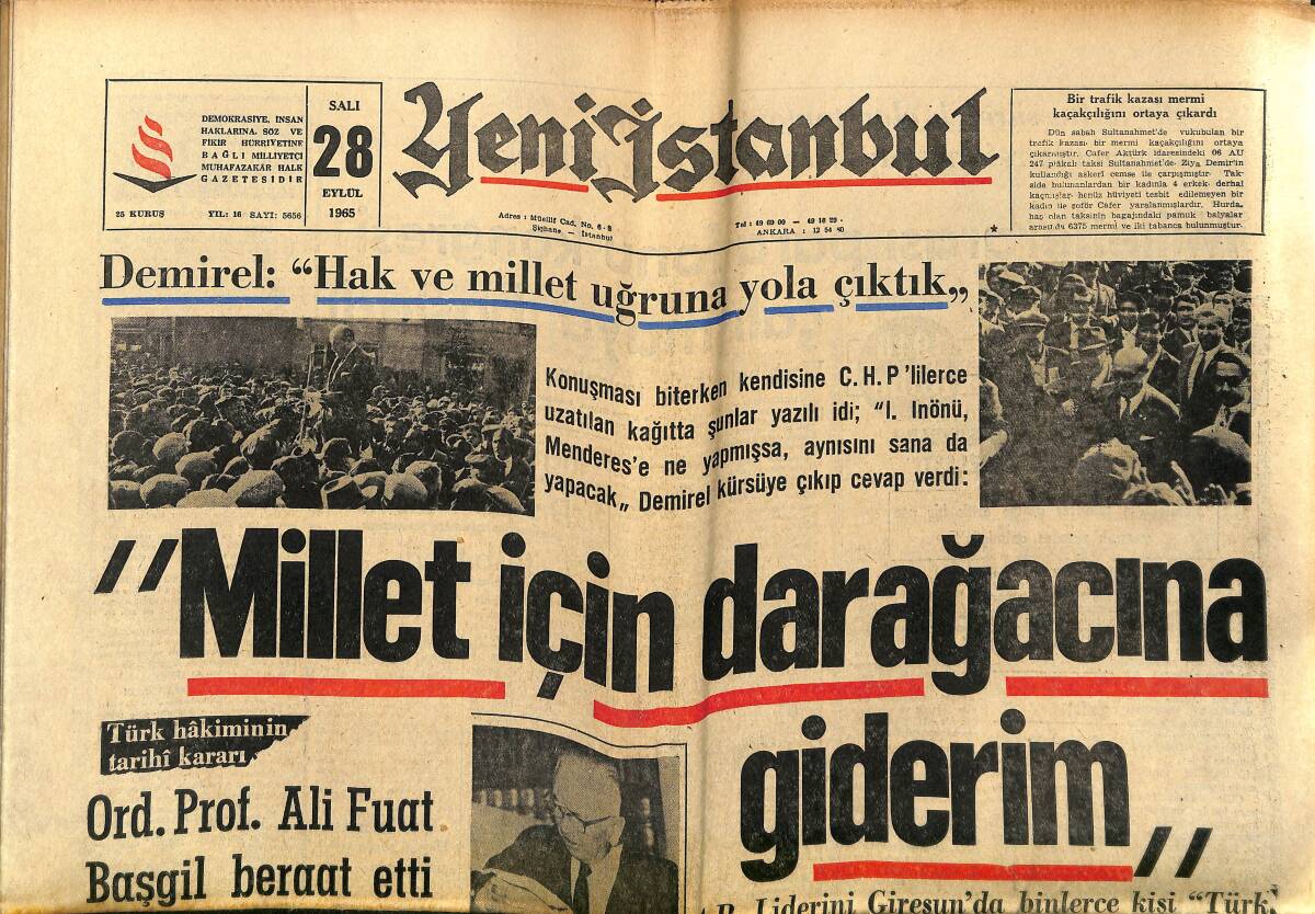 Yeni İstanbul Gazetesi 28 Eylül 1965 - Hatay Bu Sefer AP'ye Rey Verecek - Hatay Milletvekili Adayları GZ152688 - 1