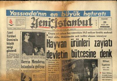 Yeni İstanbul Gazetesi 28 Eylül 1967 - Gueveranın Öldürüldüğü Söyleniyor - Berrin Menderes İstanbula Geliyor GZ93097 - 1