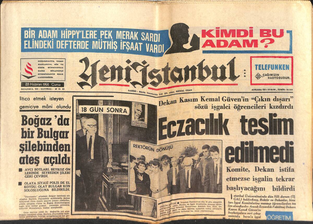 Yeni İstanbul Gazetesi 28 Haziran 1968 - Can Bartu'nun Satılmasına Taraftarlar Karşı - Gina Lollobrigida Kalyon'u Pek Sevdi GZ151143 - 1