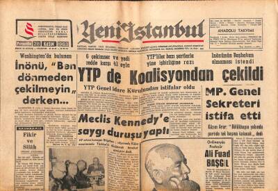 Yeni İstanbul Gazetesi 28 Kasım 1963 - Gökhan Evliyaoğlu Türk Ocağında Kennedy Konusunda Bir Konuşma Yapacak GZ102782 - 1