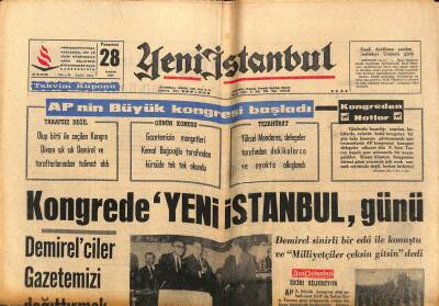 Yeni İstanbul Gazetesi 28 Kasım 1966 - Vakıf Arazisinin Satılması İstendi - Kongrede Yeni İstanbul Günü GZ93213 - 1