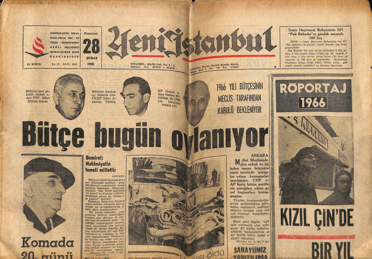 Yeni İstanbul Gazetesi 28 Şubat 1966 - CHP Atatürk'e İhanet Etmiştir - Rusya'da Siyasi Suçlular Öldürülüp İntihar Süsü Veriliyor GZ155816 - 1