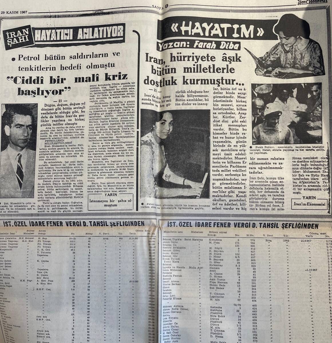 Yeni İstanbul Gazetesi 29 Kasım 1967 - Fransa'da Masonluk - İran Şahı Ve Farah Diba Hayatını Anlatıyor GZ153401 - 2