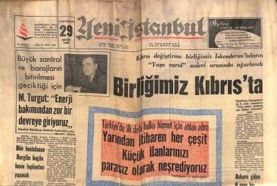 Yeni İstanbul Gazetesi 29 Mart 1965 - Maliye Vekili Gürsan Melene Cevap Verdi-Birliğimiz Kıbrısta GZ102938 - 1