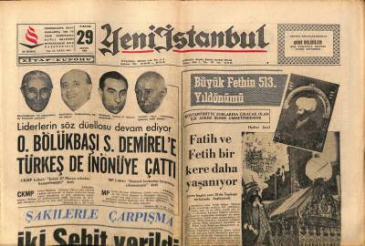 Yeni İstanbul Gazetesi 29 Mayıs 1966 - Büyük Fethin 513. Yıldönümü GZ57135 - 1
