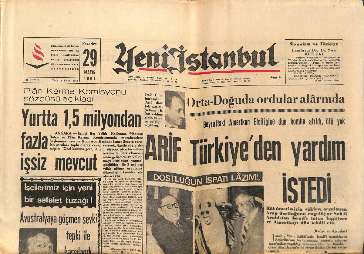 Yeni İstanbul Gazetesi 29 Mayıs 1967 - Bölükbaşı Hükümetin Orta-Doğu Tutumunu Tenkit Etti GZ150858 - 1