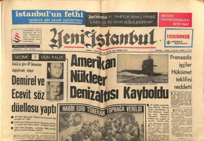 Yeni İstanbul Gazetesi 29 Mayıs 1968 - Amerikan Nükleer Denizaltı Kayboldu GZ57296 - 1