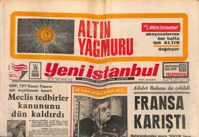 Yeni İstanbul Gazetesi 29 Nisan 1969 - Mersinde 250 Gecekondu Yandı - Adalet Bakanı da Çekildi Fransa Karıştı GZ120937 - 1