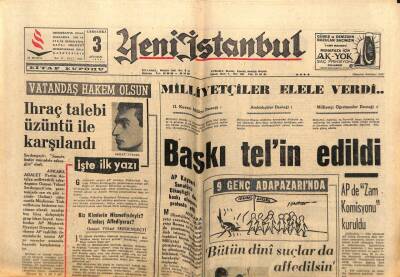 Yeni İstanbul Gazetesi 3 Ağustos 1966 - Diyanet İşleri Hadisesi Meclise Getirildi GZ57197 - 1