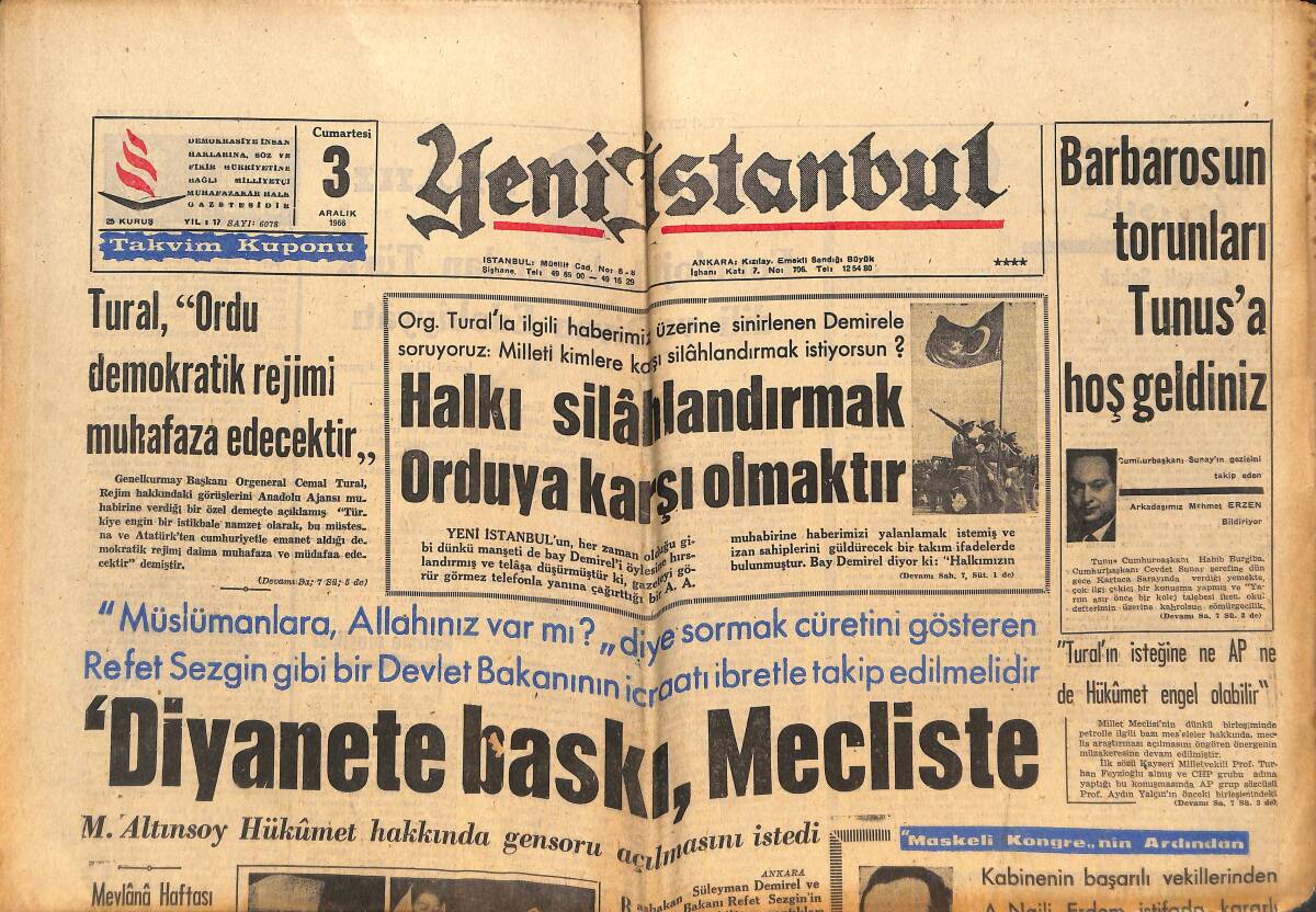 Yeni İstanbul Gazetesi 3 Aralık 1962 - Hilton'da Grev Durdu - Galatasaray Fenerbahçe'yi Bir Daha Mağlup Etti GZ151127 - 1