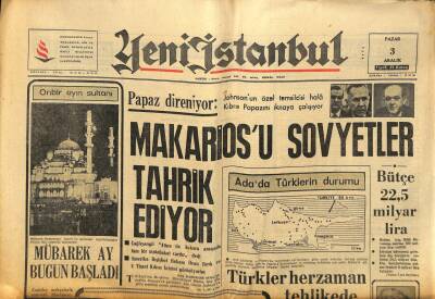 Yeni İstanbul Gazetesi 3 Aralık 1967 - Aysel Tanju İntihara Teşebbüs Etti - Makariosu Sovyetler Tahrik Ediyor GZ84687 - 1