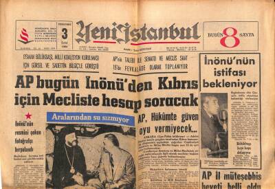 Yeni İstanbul Gazetesi 3 Eylül 1964 - Türk Alayı Akaryakıt Bulamıyor GZ84120 - 1