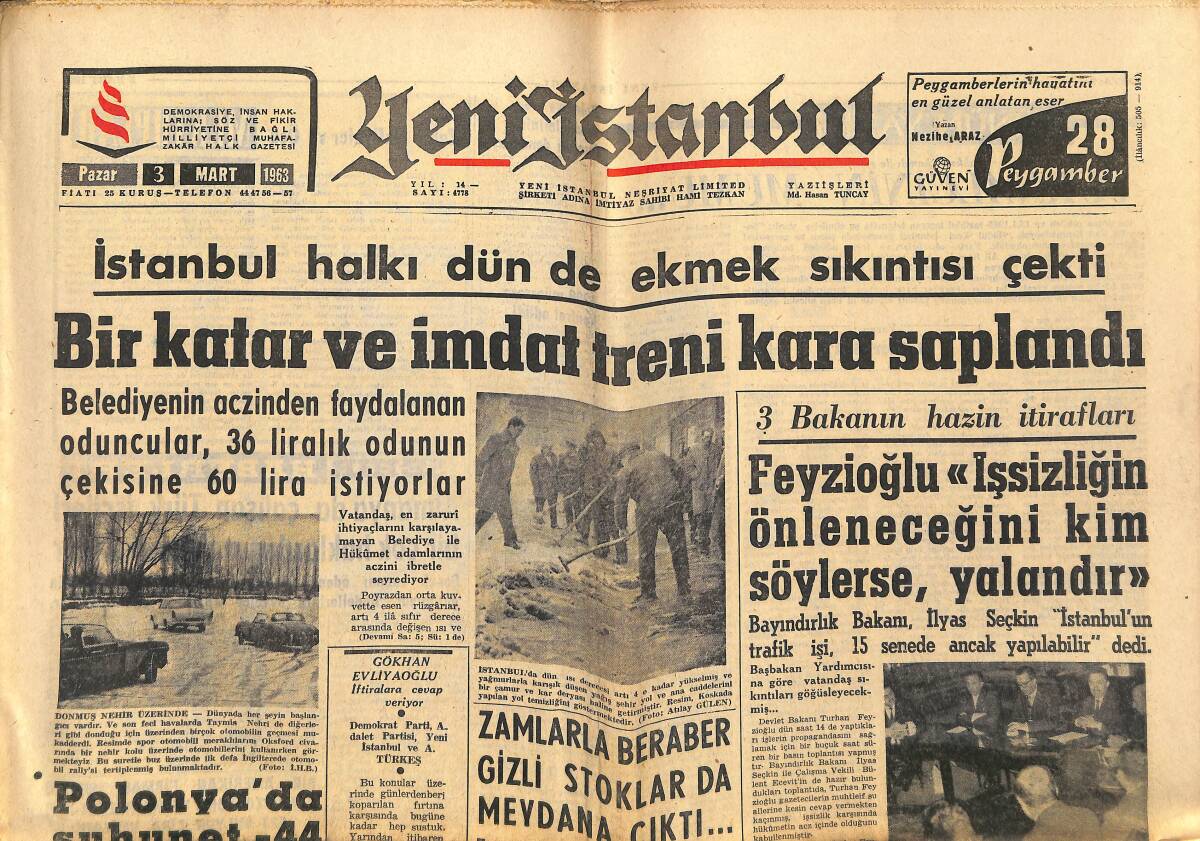 Yeni İstanbul Gazetesi 3 Mart 1963 - Viski İnönü'yü Kuvvetlendirmiş - Robert Kennedy Başkan Olmak İstemediğini Açıkladı GZ152660 - 1