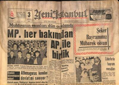 Yeni İstanbul Gazetesi 3 Şubat 1965 - Athenagoras Kendini Devlet Mi Sanıyor ? GZ84628 - 1