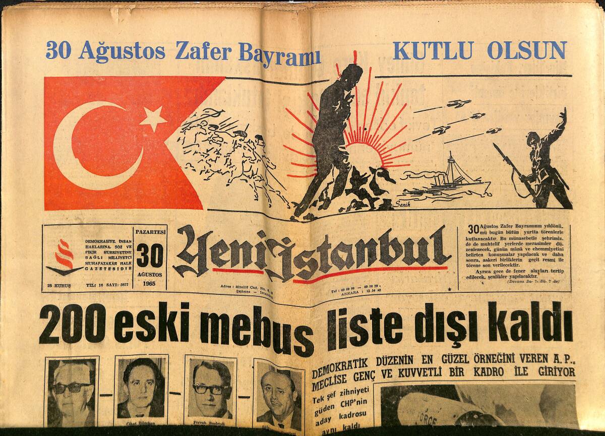 Yeni İstanbul Gazetesi 30 Ağustos 1965 - 5 Şaki Milyoner Oldu - Irak'ta Komünistler Darbe Yapmak İstedi GZ152806 - 1