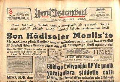 Yeni İstanbul Gazetesi 30 Mart 1963 - Gökhan Evliyaoğlu APde Panik Yaratanlara Şiddetle Çattı GZ102924 - 1