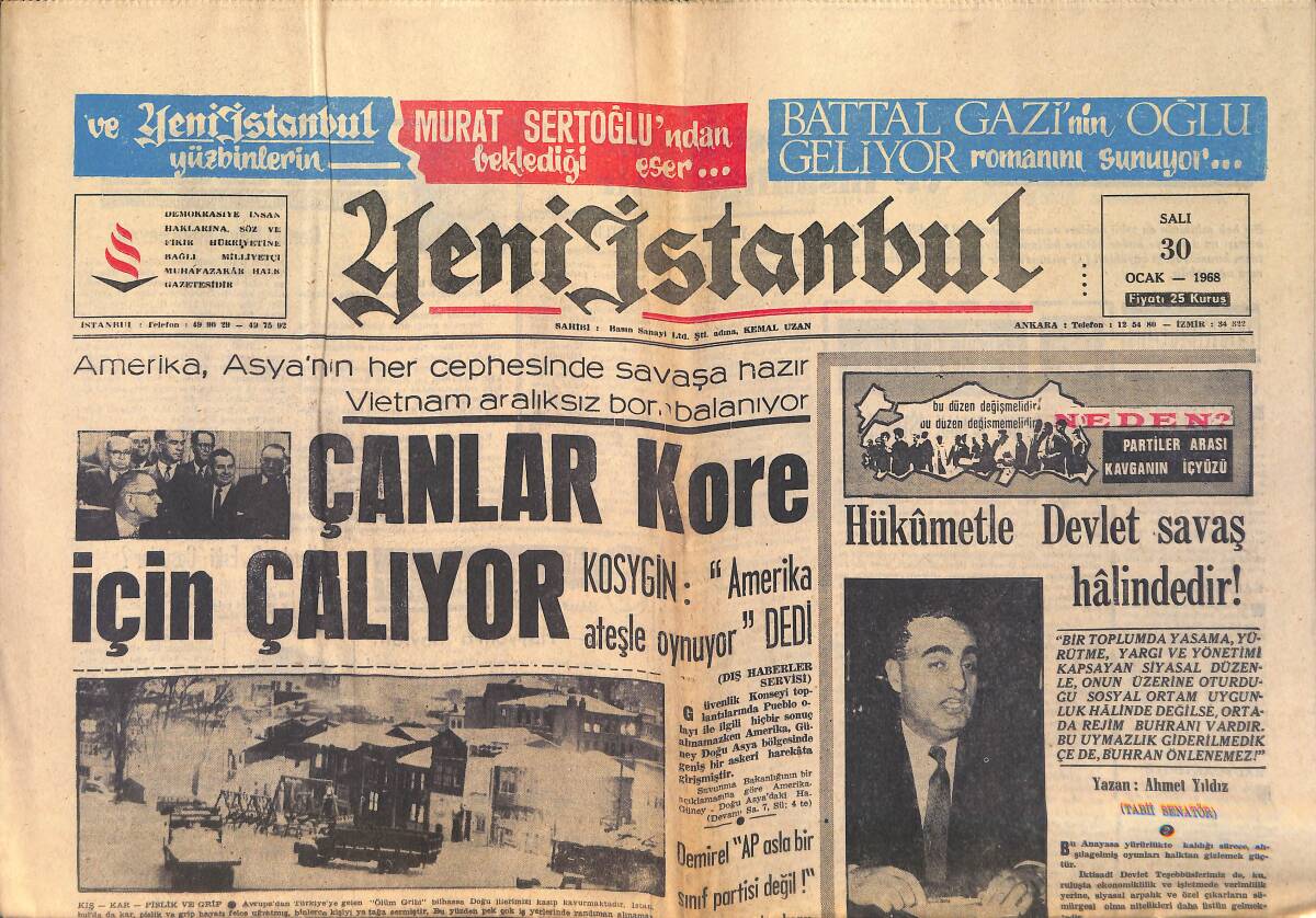 Yeni İstanbul Gazetesi 30 Ocak 1968 - Milli Eğitim Davaları İçin Araştırma İstendi - Asal Beşiktaş İçin Program Hazırladı GZ158747 - 1
