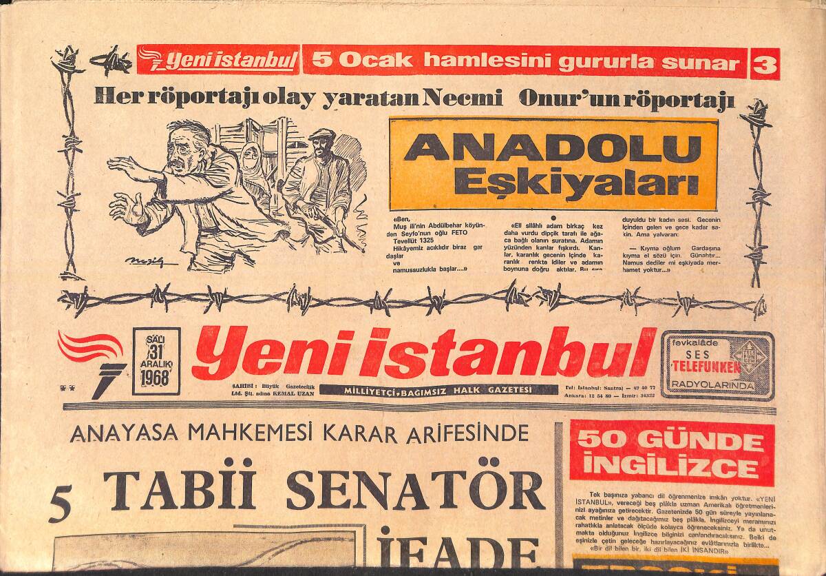 Yeni İstanbul Gazetesi 31 Aralık 1968 - Murat Soydan Da Şeyh Ahmet Oldu - Sophia-Carlo Gerçek Saadeti Buldu GZ156836 - 1