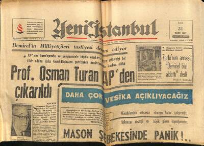 Yeni İstanbul Gazetesi 31 Ekim 1987 - Demirelin Milliyetçileri Tasfiyesi Devam Ediyor GZ76755 - 1