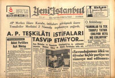 Yeni İstanbul Gazetesi 31 Mart 1963 - Bayar Açlık Grevi Yapıyor Ve Tedavi Kabul Etmiyor... GZ102925 - 1