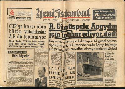 Yeni İstanbul Gazetesi 4 Ağustos 1962 - R. Gümüşpala Apaydın İçin İntihar Ediyor Dedi GZ57150 - 1
