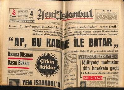 Yeni İstanbul Gazetesi 4 Ağustos 1966 -AP, Bu Kabine İle Batar GZ57267 - 1