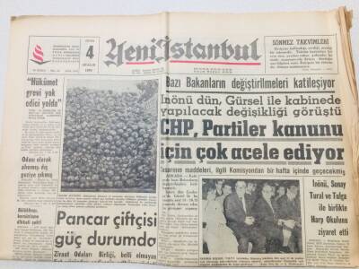 Yeni İstanbul Gazetesi 4 Aralık 1964 - CHP Partiler Kanunu İçin Acele Ediyor GZ53176 - 1