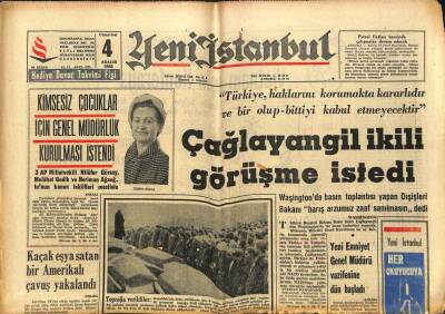 Yeni İstanbul Gazetesi 4 Aralık 1965 - Kimsesiz Çocuklar İçin Genel Müdürlük Kurulması İstendi GZ102882 - 1