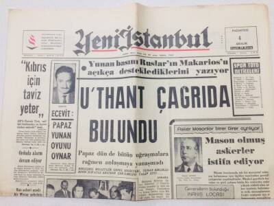 Yeni İstanbul Gazetesi 4 Aralık 1967 - EcevitPapaz Yunan Oyunu Oynar GZ53222 - 1