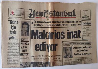 Yeni İstanbul Gazetesi 4 Aralık 1967 - Kıbrıs İçin Taviz Yeter GZ11890 - 1