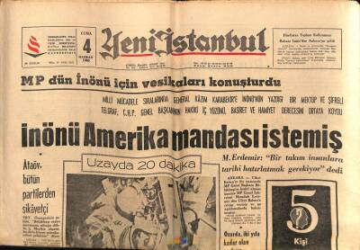 Yeni İstanbul Gazetesi 4 Haziran 1965 - Uzayda 20 Dakika GZ57115 - 1