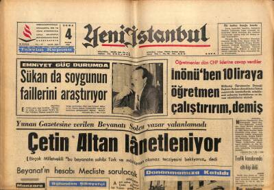 Yeni İstanbul Gazetesi 4 Kasım 1966 - B. Trakya Türkleri Hükümete Başvurdu GZ84703 - 1