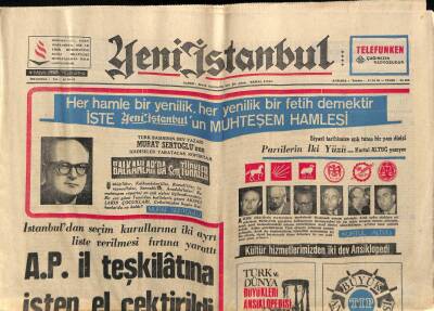 Yeni İstanbul Gazetesi 4 Mayıs 1968 - İstanbuldan Seçim Kurullarına İki Ayrı Liste Verilmesi Fırtına Yarattı GZ76249 - 1
