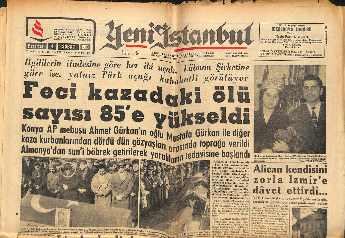 Yeni İstanbul Gazetesi 4 Şubat 1963 - Bayar'ı 50 Kişilik Malatya Heyeti Dün Ziyaret Etti GZ147670 - 1