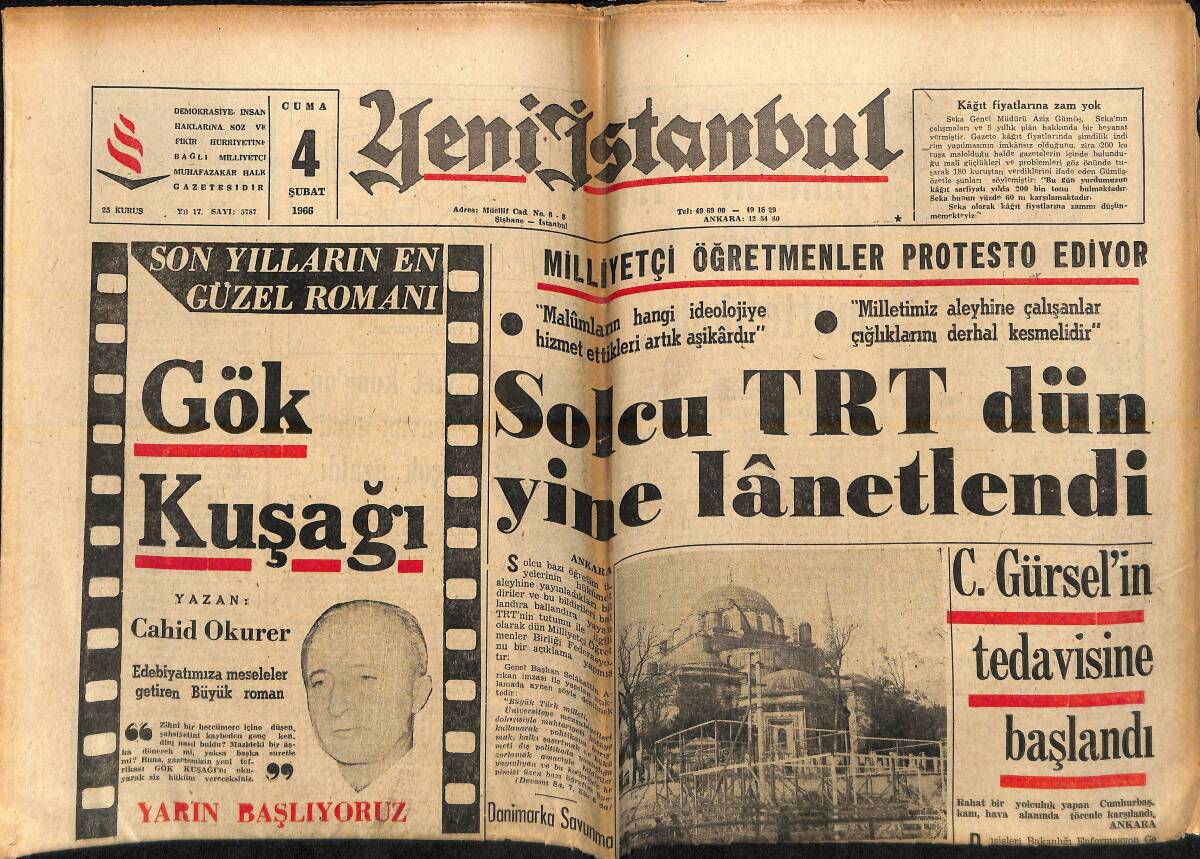 Yeni İstanbul Gazetesi 4 Şubat 1966 - Erenköy'de Destan Yazan Kadınlar Ve Çocuklar - C. Gürsel'in Tedavisine Başlandı GZ155808 - 1