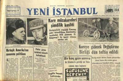 Yeni İstanbul Gazetesi 5 Ağustos 1951 - Kore Müzakereleri Şimdilik Kesildi GZ105011 - 1