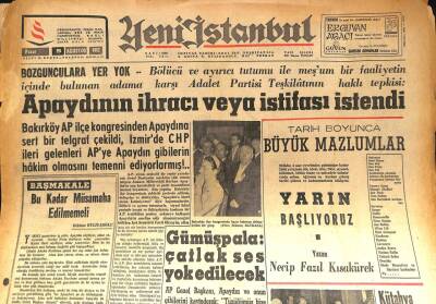 Yeni İstanbul Gazetesi 5 Ağustos 1962 - Apaydının İhracı Veya İstifası İstendi GZ86604 - 1