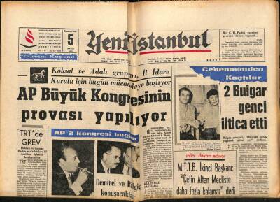 Yeni İstanbul Gazetesi 5 Kasım 1966 - Elmalı Hadisesi , AP Grubuna Getirildi GZ84747 - 1