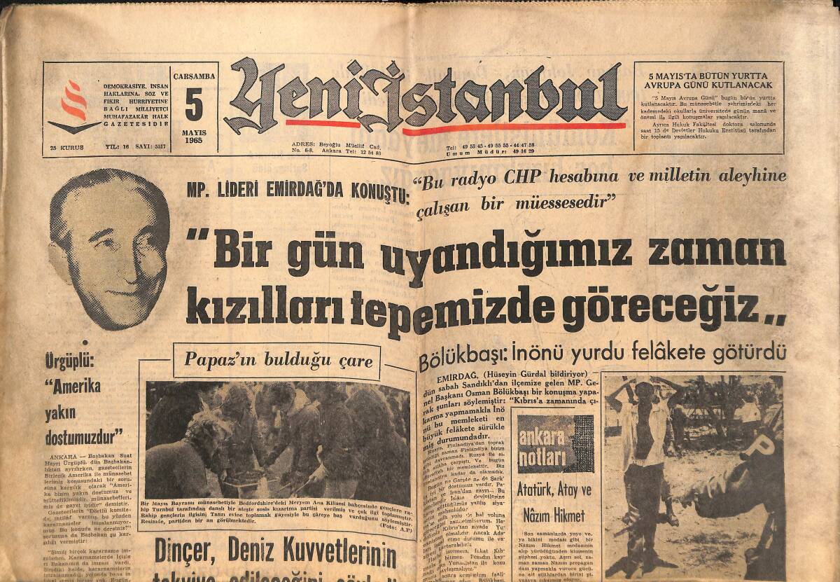 Yeni İstanbul Gazetesi 5 Mayıs 1965 - CHP'DE Adaylık Mücadelesi Var - Orhan Şeref Apak Federasyon Başkanı! GZ140530 - 1