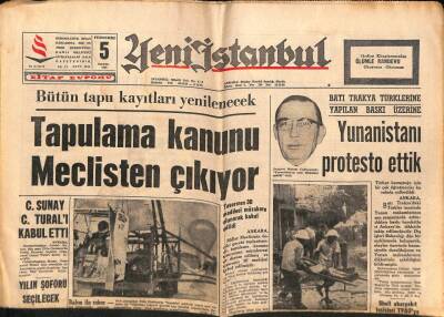 Yeni İstanbul Gazetesi 5 Mayıs 1966 - Bütün Tapu Kayıtları Yenilenecek, Yunanistanı Protesto Ettik, Kemal ergin Partiye Alınıyor GZ84249 - 1