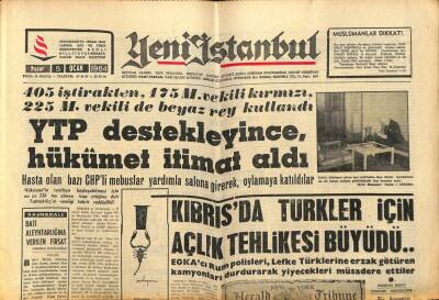 Yeni İstanbul Gazetesi 5 Ocak 1964 - Kıbrısda Türkler İçin Açlık Tehlikesi Büyüdü.. GZ84158 - 1